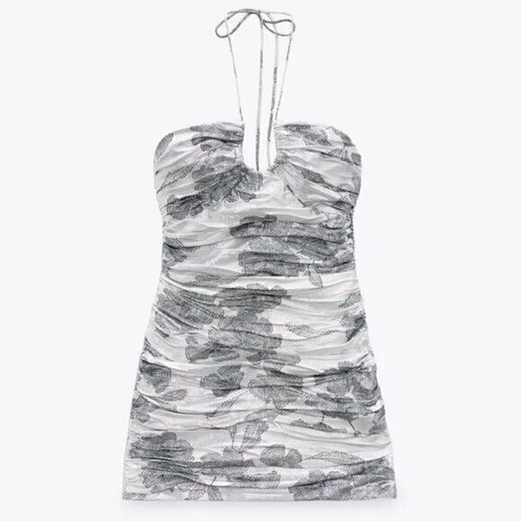 ZARA DRAPED DRESS WITH METALLIC THREAD - Picture 9 of 11